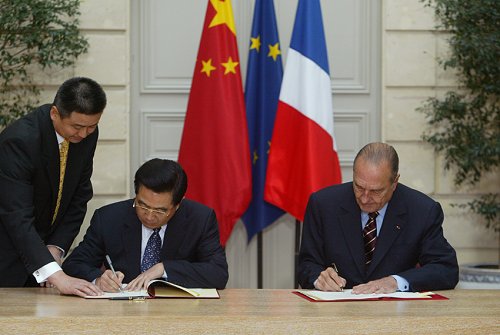 Visite du Président chinois - signature de la Déclaration commune et d'accords bilatéraux