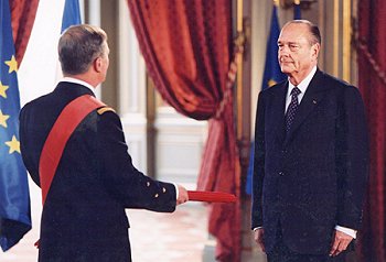 Cérémonie d'investiture de M. Jacques Chirac, Président de la République.