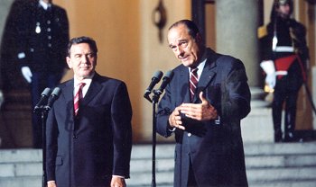 DÃ©clarations à la presse du PrÃ©sident de la RÃ©publique et de M. Gerhard SchrÃ¶der, chancelier de la RÃ©publique fÃ©dÃ©r ...