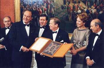 Cérémonie d'hommage à M. Vaclav Havel, Président de la République Tchèque (salle du Trône).
