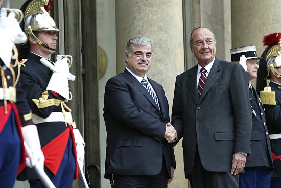 Le Président de la République accueille M. Rafic Hariri, Premier ministre libanais
