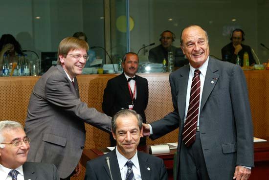 Conseil européen de Bruxelles - entretien informel du Président de la République avec M. Guy Verhofstadt, Premier ministre belge
