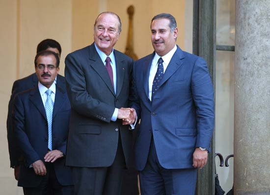 Le PrÃ©sident de la RÃ©publique accueille le chefkh Amad Bin Jassem AL-THANI, premier vice-Premier ministre et ministre des Affaires Ã©tr ...