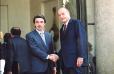 Le Président de la République accueille M. Jose Maria Aznar, président du gouvernement Espagnol et président en exercice de l'Union européenne.