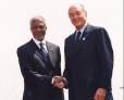 Le Président de la République accueille M. Kofi Annan, secrétaire général des Nations Unies.