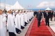 Déplacement au Maroc - arrivée du Président de la République sur le site du port de Tanger en compagnie du prince Moulay Rachid