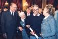 Réception offerte par le Président de la République et Mme Jacques Chirac à l'issue de la remise du Grand prix universel des cultures au père Pierre Ceyrac (salle des Fêtes)