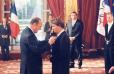 Le Président de la République remet à M. Lionel Brun les insignes de chevalier dans l'Ordre national du Mérite.