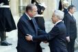 Le Président de la République accueille M. Moshe Katsav, président de l'Etat d'Israël (perron)