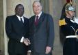 Le Président de la République accueille M. Gnassingbe Eyadema, Président de la République du Togo (perron)