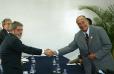 Sommet Union europÃ©enne / AmÃ©rique latine - CaraÃ¯bes - fin de l'entretien du PrÃ©sident de la RÃ©publique avec M. Luiz Inacio da ...