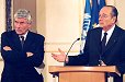 Photo 11 : 08.04.2003 - Point de presse conjoint du PrÃ©sident de la RÃ©publique et de M. Ruud Lubbers, Haut commissaire des Nations Unies pou ...