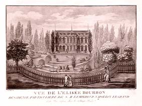 Illustration: View of the Bourbon palace - Engraving by Chapuis after a drawing by Toussaint