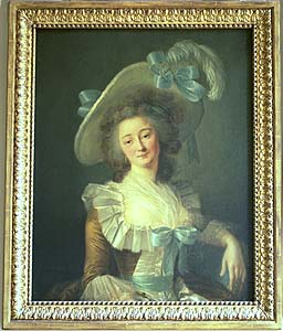 Illustration : Frau mit breitem Hut von Dessange (1785)