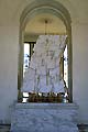 Photo:Sculpture by ARMAN, entitled 'Homage to the French Revolution', consisting of 200 white marble banners attached to gilded bronze flagpoles