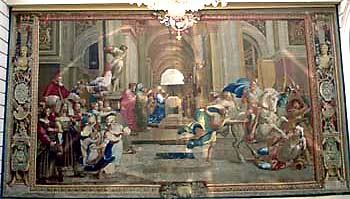 Photo: Tapestry entitled 'The Expulsion of Heliodorus from the Temple of Jerusalem'