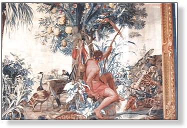 illustration :Zwei Gobelin-Webereien in den Farben Neu-Indiens des Malers Desportes: La negresse portÃ©e dans un Hamac und Le chasseur indien ... - 2
