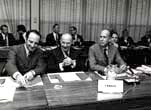 Photo : 11 mars 1973 - Conseil des ministres des finances à Bruxelles.