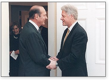 BegrÃ¼Ãung des PrÃ¤sidenten der Republik Jacques chirac, durch den PrÃ¤sidenten der Vereinigten Staaten William Jefferson Clinton, im ...
