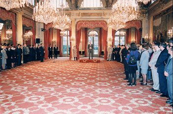 Photo 1 : Présentation des voeux du personnel de l'Elysée au Président et à Mme Jacques Chirac.