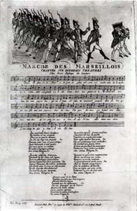 Illustration : Marsch der Marseiller, gesungen auf verschiedenen Theatern Paris, Frère London, W. Holland, 1792.