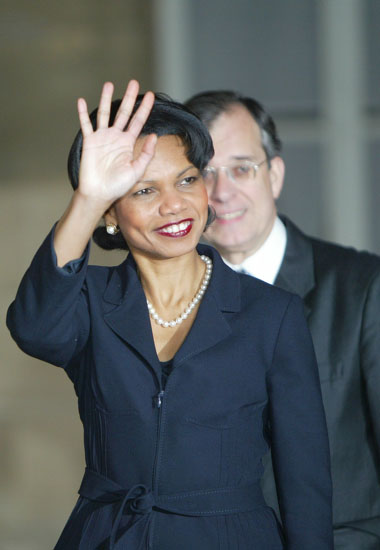 Arrivée de Mme. Condoleezza RICE, Secrétaire d'Etat américaine.