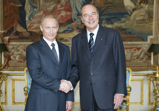 Le Président de la République, M.Jacques CHIRAC, et M. Vladimir Poutine, Président de la Fédération de Russie.