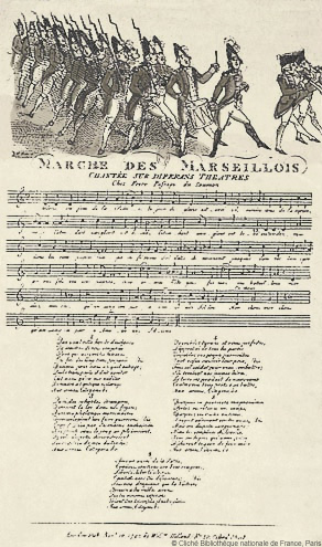 Illustration : Marche des Marseillois chantée sur diferans theatres - Paris, Frère; Londres, W. Holland, 1792