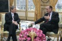 Photo : Le Président de la République et le chancelier autrichien au début de leur entretien.
