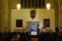 Photo 11 : Visite officielle au Royaume-Uni - allocution du PrÃ©sident de la RÃ©publique devant les invitÃ©s de l'International Institute f ...