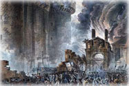 Illustration : Le 14 juillet - Vue du siège et prise de la Bastille par Jean-Pierre Houel.