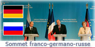 Conférence de presse conjointe lors de la rencontre tripartite franco-germano-russe.