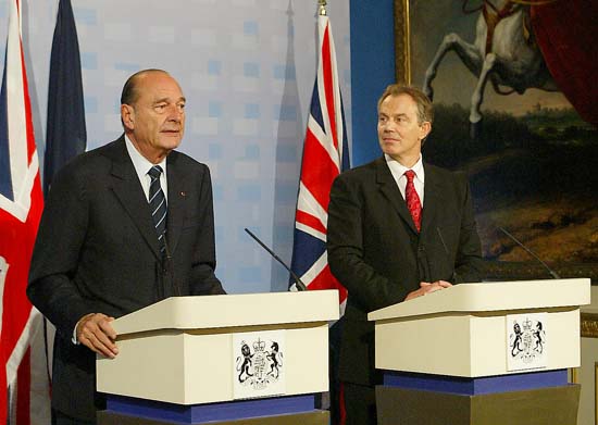 Sommet franco-britannique - conférence de presse conjointe du Président de la République et de M. Tony Blair (Lancaster House)