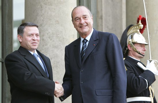 Le Président de la République accueille Abdallah II roi de Jordanie (perron)